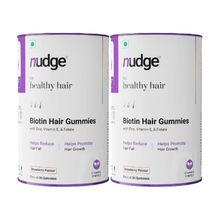 Nudge Biotin Hair Gummies Combo - Strawberry Flavour (Pack of -2)