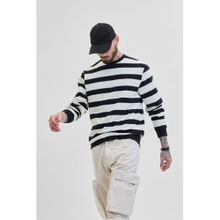 Snitch Black Knitted Stripes Sweater