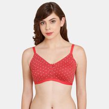 Zivame Rosaline Everyday Double Layered Non Wired Full Coverage Super Support Bra - Poppy Red