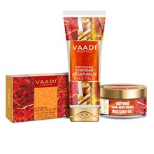 Vaadi Herbals Advanced Skin Whitening Saffron Combo (Gel, Pack & Cleanser)