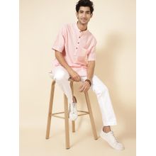 Fabindia Peach Solid Short Kurta