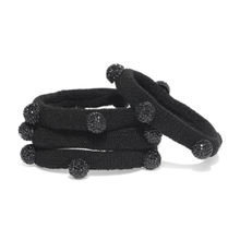 Toniq Set Of 4 Black Embellished Elastisized Ponytail Holder Rubberbands For Women