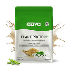 OZiva Organic Plant Protein, 30g Pea Protein Isolate + Brown Rice Protein, Soy Free, Unflavoured