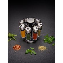 Cambridge 8 Filled Spice Jars With Lids For thinKitchen, Rotating Spice Rack