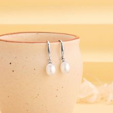 GIVA White Pearl Drop Earrings With Sterling Silver