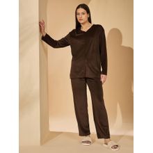 Sweet Dreams Womens Solid Top & Pyjama Brown