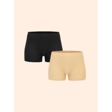 Underneat Women Full Coverage Cut Comfort High Waisted Boy Shorts Multi-Color (Pack of 2)
