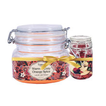 Eternia Combo of Warm & Cozy Orange Spice 28 Hours Doble Wick with 16 Hours Rose Jar Candles