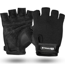 Strauss Stretch-Back Gym Gloves with Leather Palm (Medium)