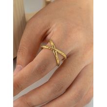 Designs & You Gold-Plated Anti Tarnish Stainless Steel Cross Shaped Adjustable Ring