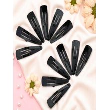 Accessher Glossy Black Tic Tac Hair Clips No-Slip Metal Pins