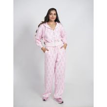 Ansee by Addery Pink Hooded Zipper Top with Pant (Set of 2)