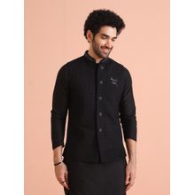 KISAH Black Embellished Nehru Jacket