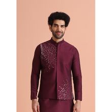 KISAH Wine Embellished Nehru Jacket