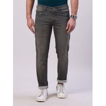 Classic Polo Men's Dark Grey Solid Cotton Ankle Fit Jeans