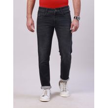 Classic Polo Men's Dark Grey Solid Cotton Ankle Fit Jeans