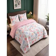 Threadwear White Floral 4 Pcs Comforter Set With Queen Size Bedsheet and 2 Pillow Covers