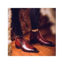 Saint G Roger Red Leather Ankle Buckle Boots