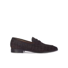 Saint G Alessandro Brown Suede Croco Print Leather Loafers