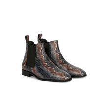 Saint G Rory Blue Snake Print Leather Chelsea Boots