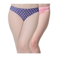 Da Intimo Set Of 2 Polka Dot Thongs - Peach & Purple