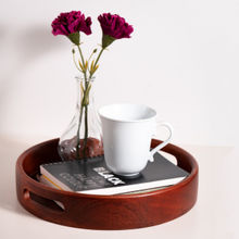 Brick Brown Classic Round Serving Tray from Mahogany Collection