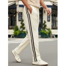 Bewakoof Men's Beige Gardenia Side Panel Oversized Track Pant