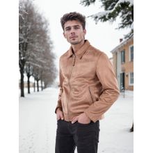 CELIO Men Brown Solid Regular Polyester Biker Jacket