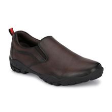 Hitz Men's Brown Leather Slip-On Formal Shoes