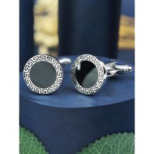 PELUCHE Designer Black Enamel Cufflinks for Men