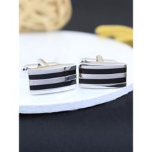 PELUCHE Stylish Black Onyx Stone Cufflinks for Men