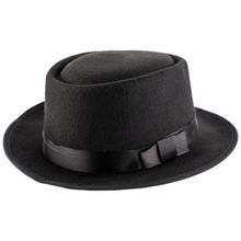 The Tie Hub Pork pie Black Solid Fedora Hat