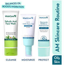 Wishcare AM Skincare Routine With Face Wash, Moisturizer And Sunscreen For Oily & Sensitive Skin