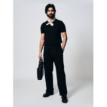 House of Namah Ink Black Pique Signature Cotton Bamboo B-Polo T-shirt