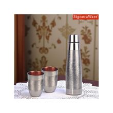 Signoraware Silver Touch Copper Bottle with 2 Glasses