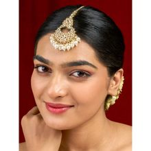 Teejh Adha Chand Pearl and Polki Gold Maangtika