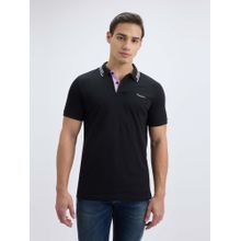 Pepe Jeans Men Black Ribbed Collar Short Sleeve Polo T-Shirt