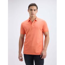 Pepe Jeans Men Peach Ribbed Collar Short Sleeve Polo T-Shirt