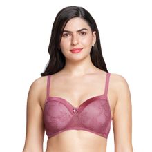 Amante Padded Non-wired Full Coverage Lace Bra - Purple