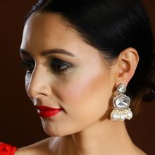 Ritu Singh Silver Plated Contemporary Jhumka Earrings
