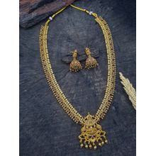 GRIIHAM Gold Plated Long Simple Laxmi Necklace Set