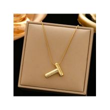 ESTAILO FASHION Chunky Initial T Necklace Gold