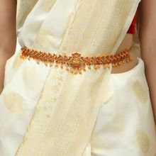 Accessher Traditional Gold Plated Temple Jewellery with Goddess Lakshmi Waist Belt