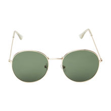 VAST Retro Round Sunglasses For Men And Women (Gold Green Lens)