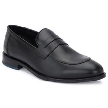 FACCE FELICI Men Black Argentinian Crust Leather Slip-on Shoes