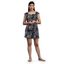 Bstories Night Suit Top And Shorts For Women -Black Shell Print (Set of 2)