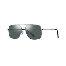 PARIM Polarized & UV Protected Mens Square Sunglasses Frame Silver Lens Polarised Grey