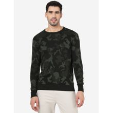 JadeBlue Men 100% Cotton Printed Olive Camo Slim Fit Full Sleeve Winter T-Shirt