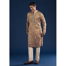 KALKI FASHION Champagne Tissue Resham Embroidered Kurta Set with Sequins