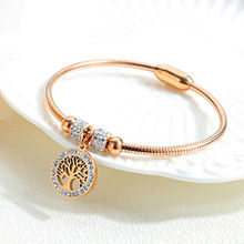 Yellow Chimes Rose Gold -Plated Surgical Stainless Steel Tree Charm Bracelet